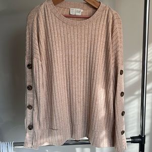 Anthropologie Saturday Sunday Sweater Button Details Pale Orange/Tan Women’s M